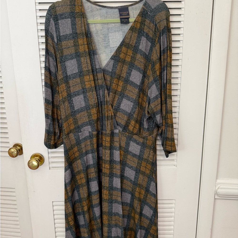 Torrid Plaid Dress in Gray and Mustard